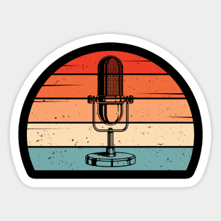 Podcast Radio Microphone Podcaster Retro Sun Sticker